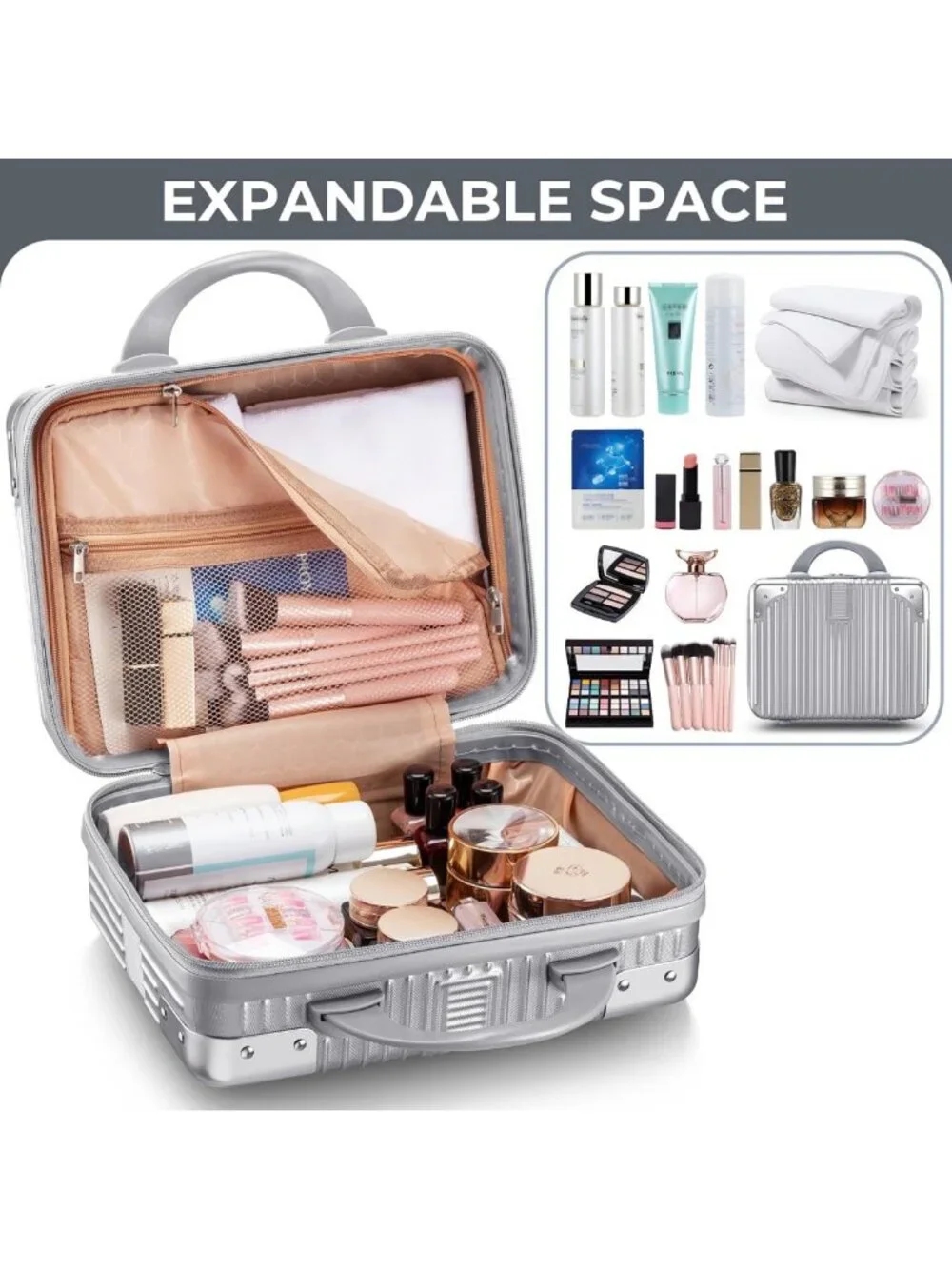 14-Inch Hard Shell Makeup Case - Mini Cosmetic Suitcase for Travel & Storage